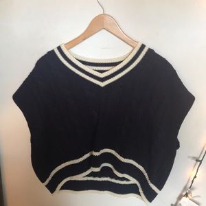 OAK + FORT patterned sweater vest. Braided pattern on the back.